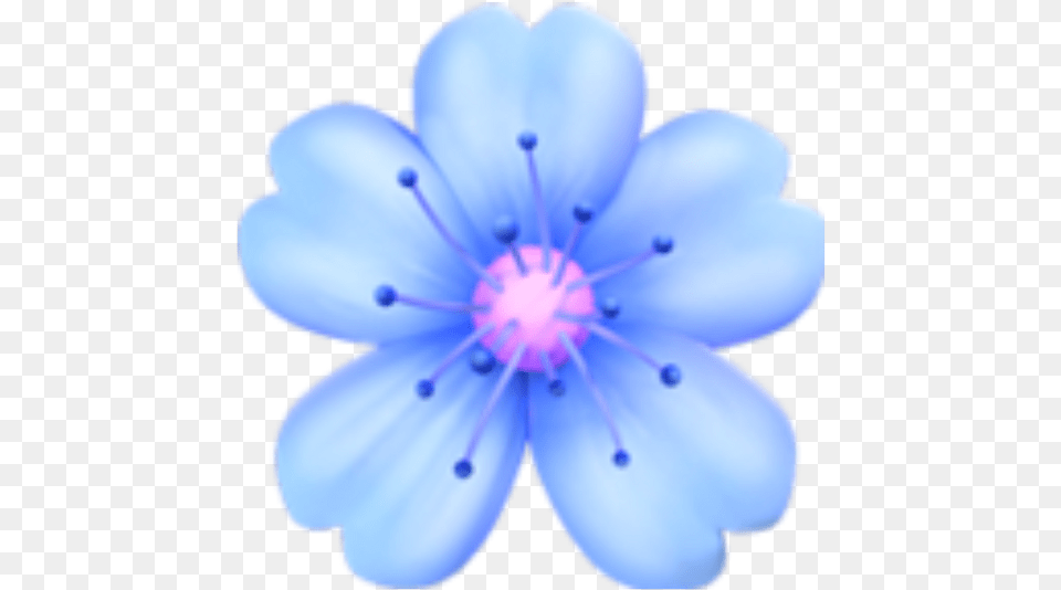 Download Flowers Blue Emoji Tumblr Pink Flower Emoji Flower Iphone Emoji, Anemone, Anther, Petal, Plant Free Transparent Png