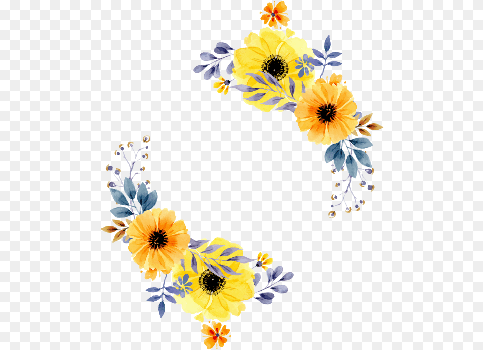 Download Flowers Border Hd Yellow Flower Border, Art, Pattern, Daisy, Floral Design Free Png