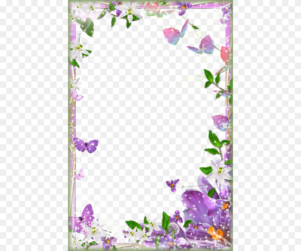 Download Flowers Borders Transparent Image Borders For Project Page, Art, Collage, Purple, Petal Free Png