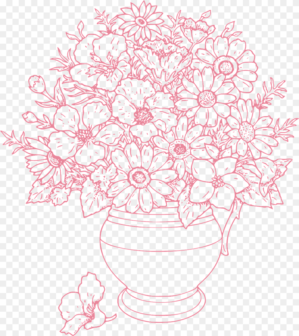 Download Flowersvaseflower Vector Graphicsfree Bunch Of Flowers Coloring Pages, Plant, Potted Plant, Art, Pattern Free Png