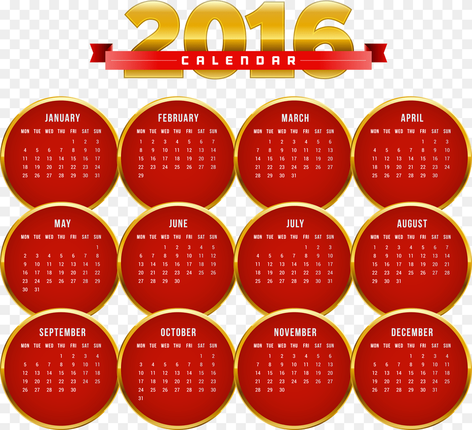 Download 2016 Calendar Google Transparent Red 2016, Text Free Png