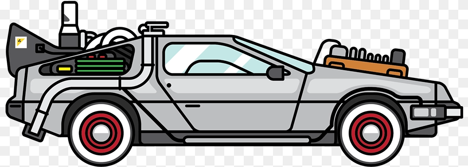 Download Back To The Future Delorean Clipart Back To The Future Car Drawing, Pickup Truck, Transportation, Truck, Vehicle Free Png