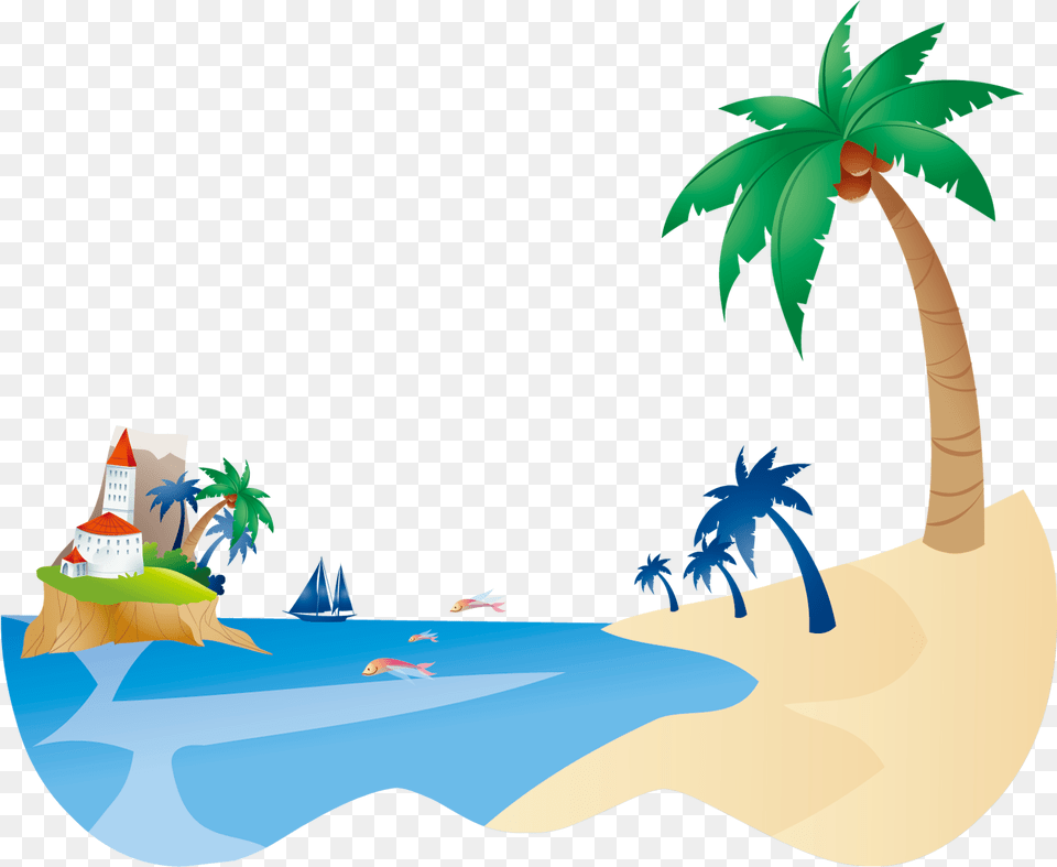 Download Free Beach Backgroundtransparent Dlpngcom Coconut Tree Clip Art, Summer, Plant, Palm Tree, Outdoors Png