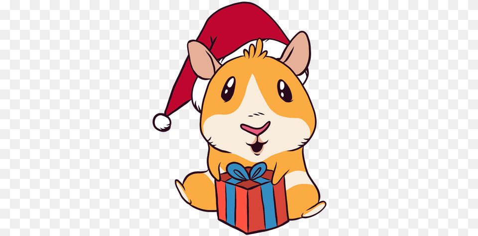 Download Christmas Present Guinea Pig Cartoon Christmas Guinea Pig Clipart, Baby, Person Free Transparent Png