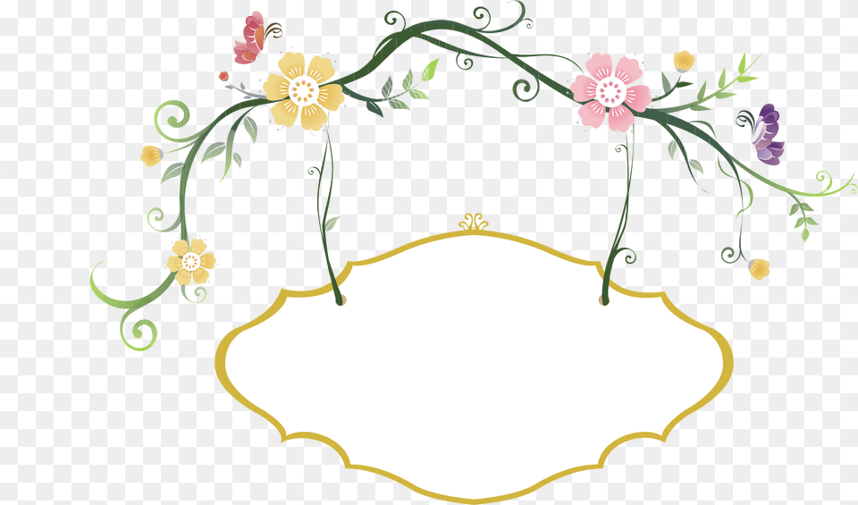 Download Eating Hashtag Fresh Flowers Border Hand Illustration, Graphics, Art, Floral Design, Pattern Free Transparent Png