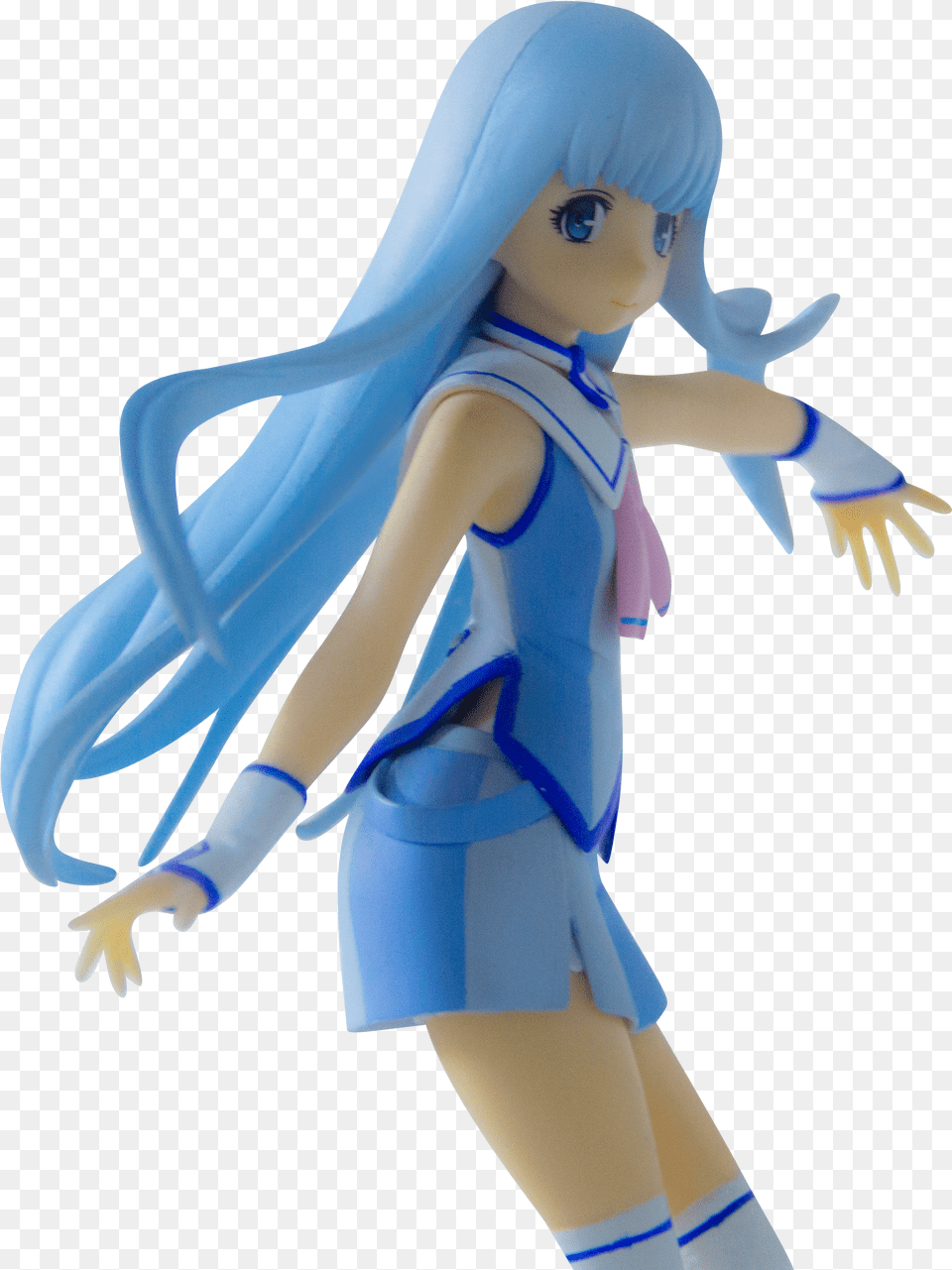 Download Female Anime Blue Dress Blue Hair Girl Anime Figurine, Clothing, Glove, Adult, Person Free Transparent Png