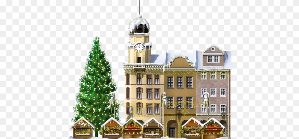Download Filechristmas Marketpng Dlpngcom Christmas Market, Architecture, Tower, Clock Tower, Building Free Png