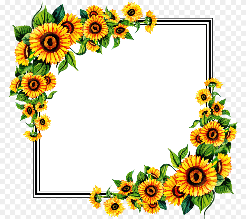 Download Floral Frame Background Sunflower Border, Flower, Plant, Pattern Free Transparent Png