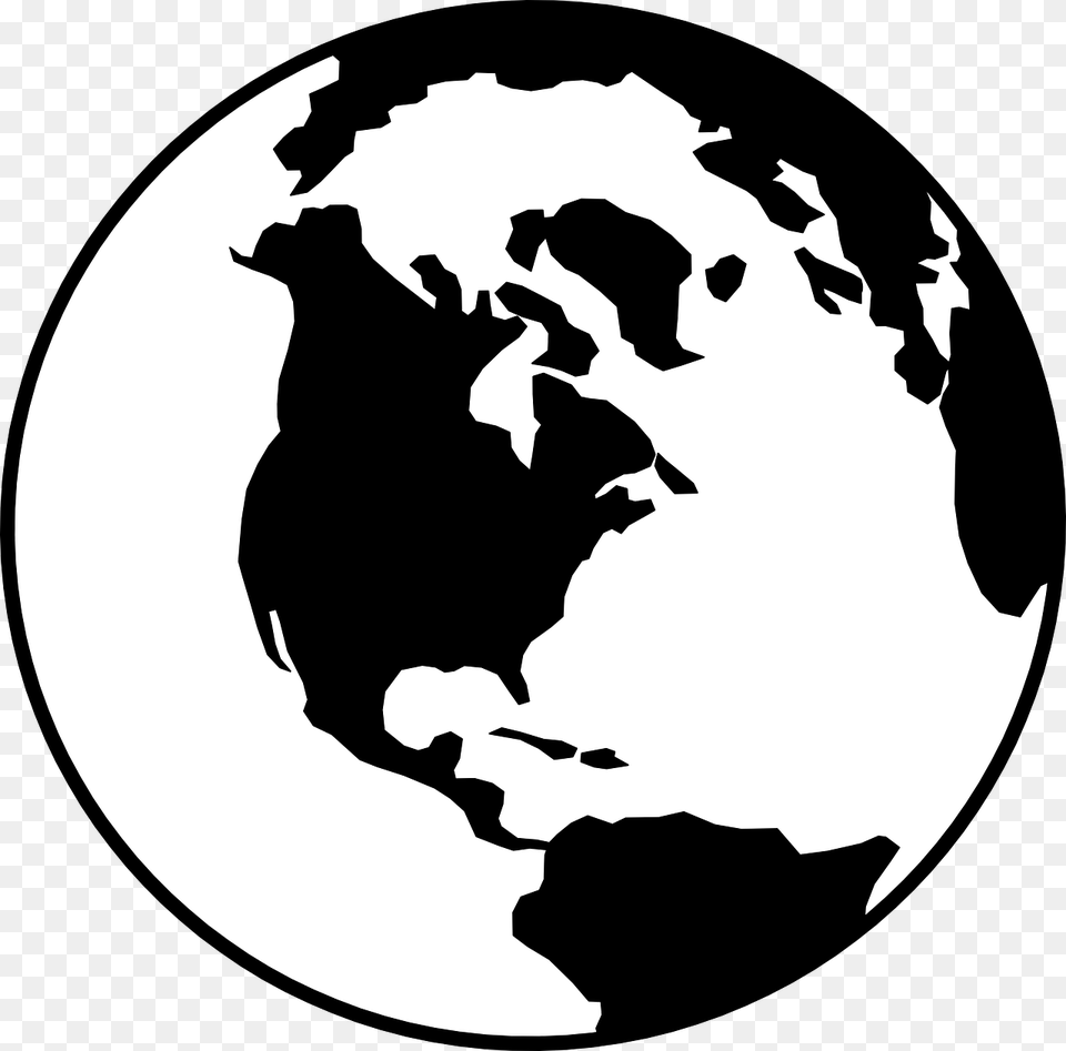 Download Free Globe World Earth Black And White World Logo, Astronomy, Outer Space, Planet, Adult Png