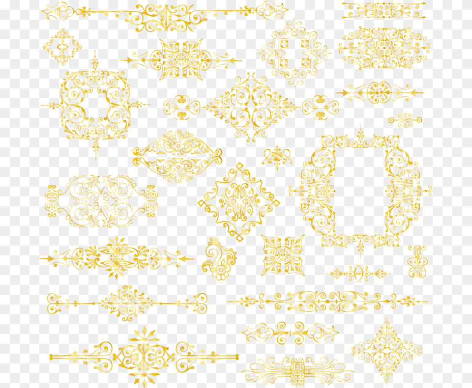 Download Free Golden Flower Pattern Frame Material Motif, Accessories, Art, Floral Design, Graphics Png