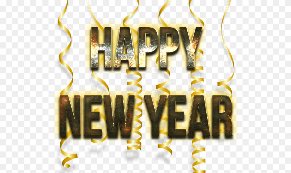 Download Happy New Year Word Image Dlpngcom Happy New Year Golden, Bulldozer, Machine, Text Free Png