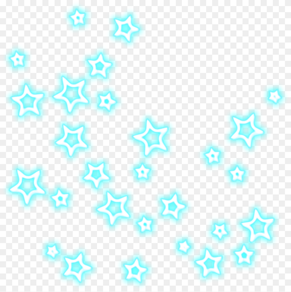 Neon Stars Blue Lights Sticker By Miriam Neon Light Stars, Nature, Outdoors, Pattern, Snow Free Png Download