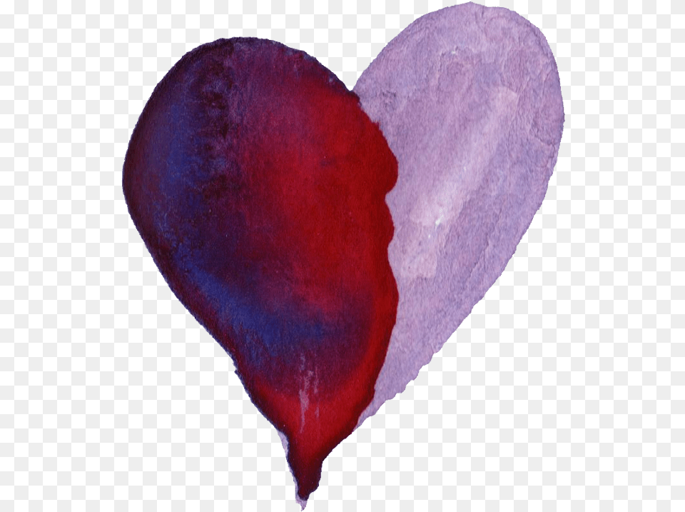 Purple Watercolor Heart Red And Purple Heart, Flower, Petal, Plant, Symbol Free Png Download