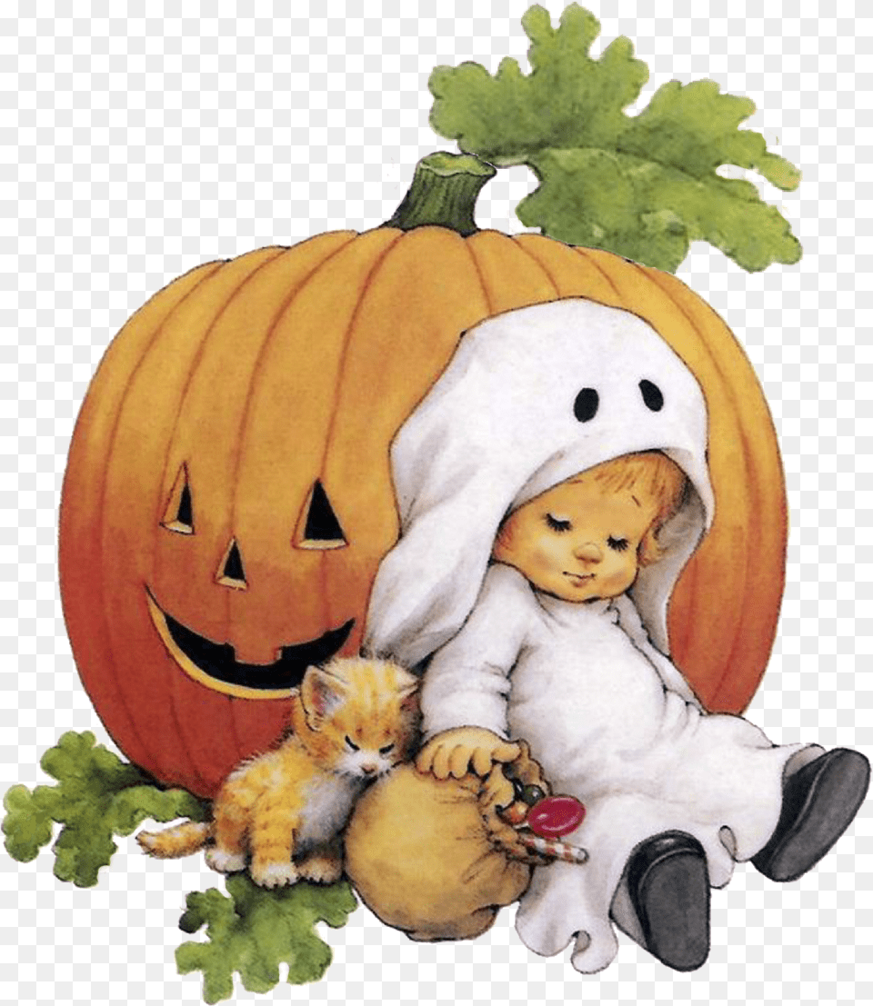 Download Free Sleeping Ghost Happy Halloween Halloween Pictures To Download, Vegetable, Produce, Pumpkin, Food Png Image