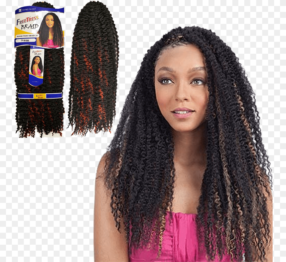 Download Freetress Braid Island Twist 20u2033 Model Freetress Braided Crochet Hair, Black Hair, Person, Child, Female Free Transparent Png