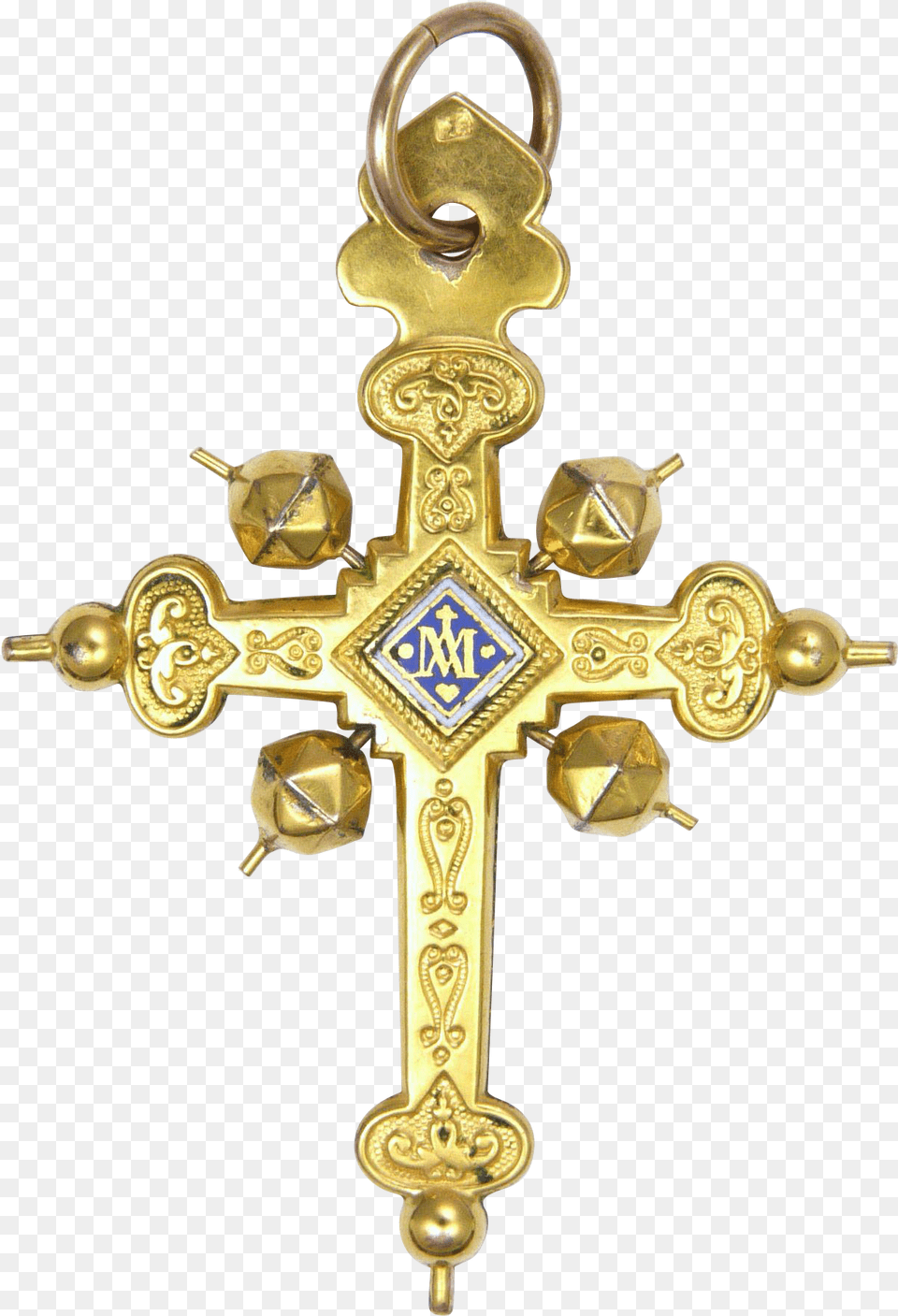 Download French Antique 18k Gold U0027jeannetteu0027 Cross Pendant Cross, Symbol, Accessories, Diamond, Gemstone Free Png