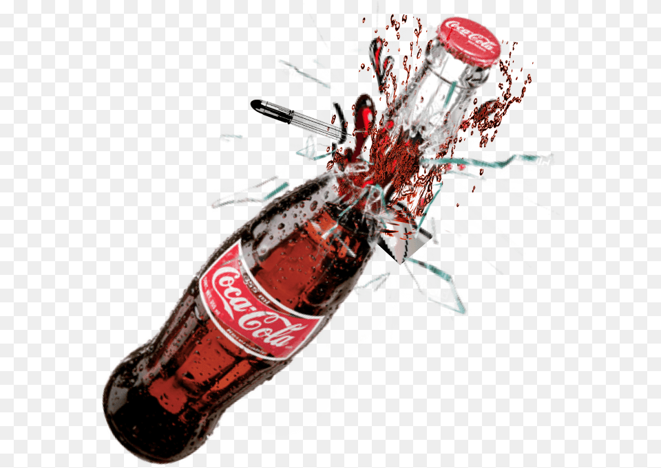 Download Ftestickers Glass Broken Splash Bullet Cocacola Coca Cola Splash, Beverage, Coke, Soda, Bottle Free Transparent Png