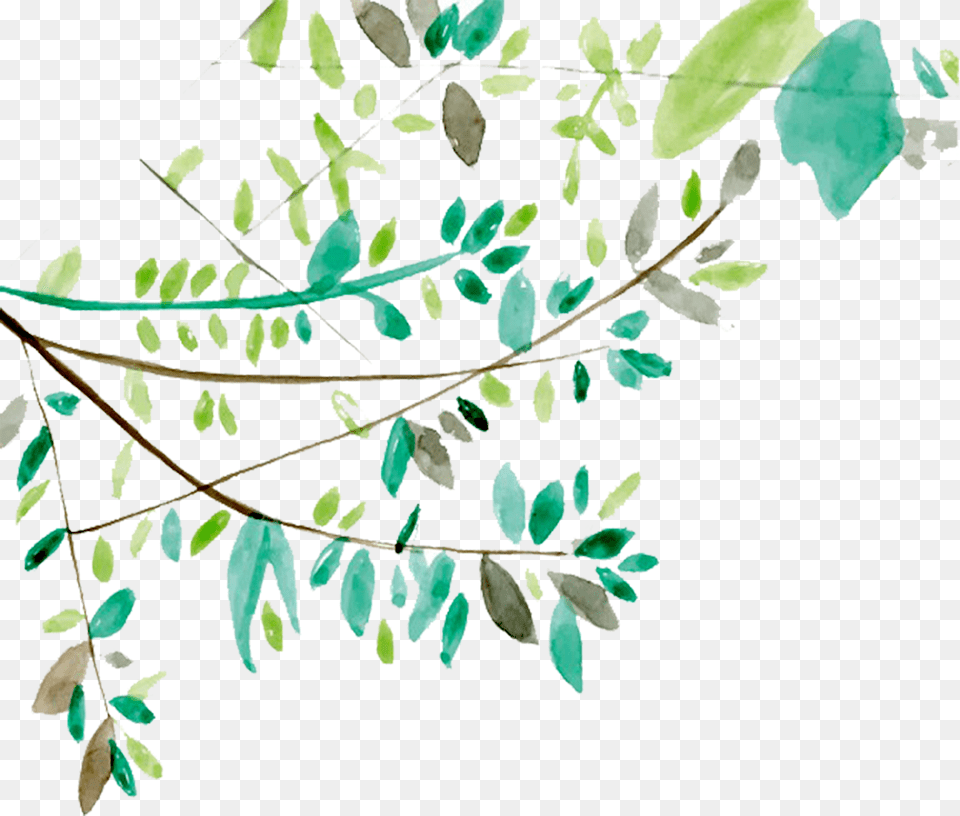 Download Ftestickers Watercolor Leaves Tree Branches Watercolor Free Transparent Png