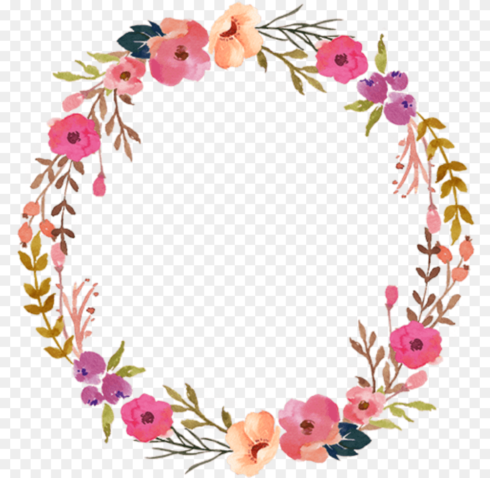 Download Ftestickers Watercolor Wreath Flower, Plant, Accessories Free Transparent Png