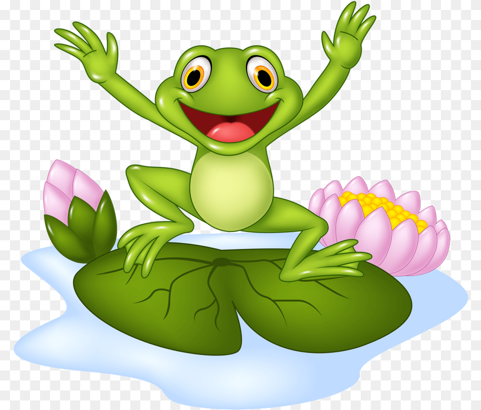 Funny Cartoon Animals Frog Jumping Cartoon, Green, Amphibian, Animal, Wildlife Free Png Download