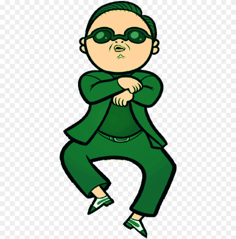 Download Gangnam Style Cartoon Animated Gif Cartoon Dancing Gif, Green, Baby, Person, Face Free Transparent Png