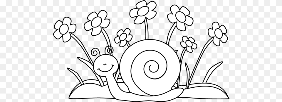 Garden Clipart Flower Outline Dlpngcom Spring Clip Art Black And White, Graphics, Floral Design, Pattern Free Png Download