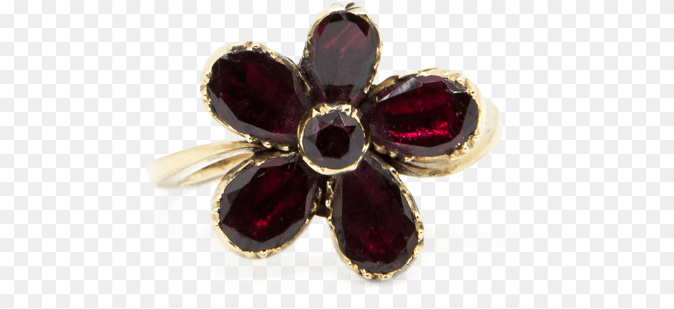 Download Garnet Flower Ring Front Ruby, Accessories, Jewelry, Gemstone, Brooch Free Transparent Png