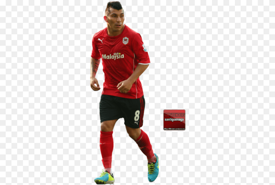 Download Gary Medel Images Background Player, Clothing, Shorts, Adult, Footwear Png Image