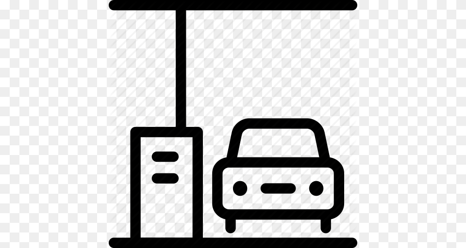 Download Gas Station Outline Icon Clipart Car Filling Station Gasoline, License Plate, Transportation, Vehicle, Architecture Free Transparent Png