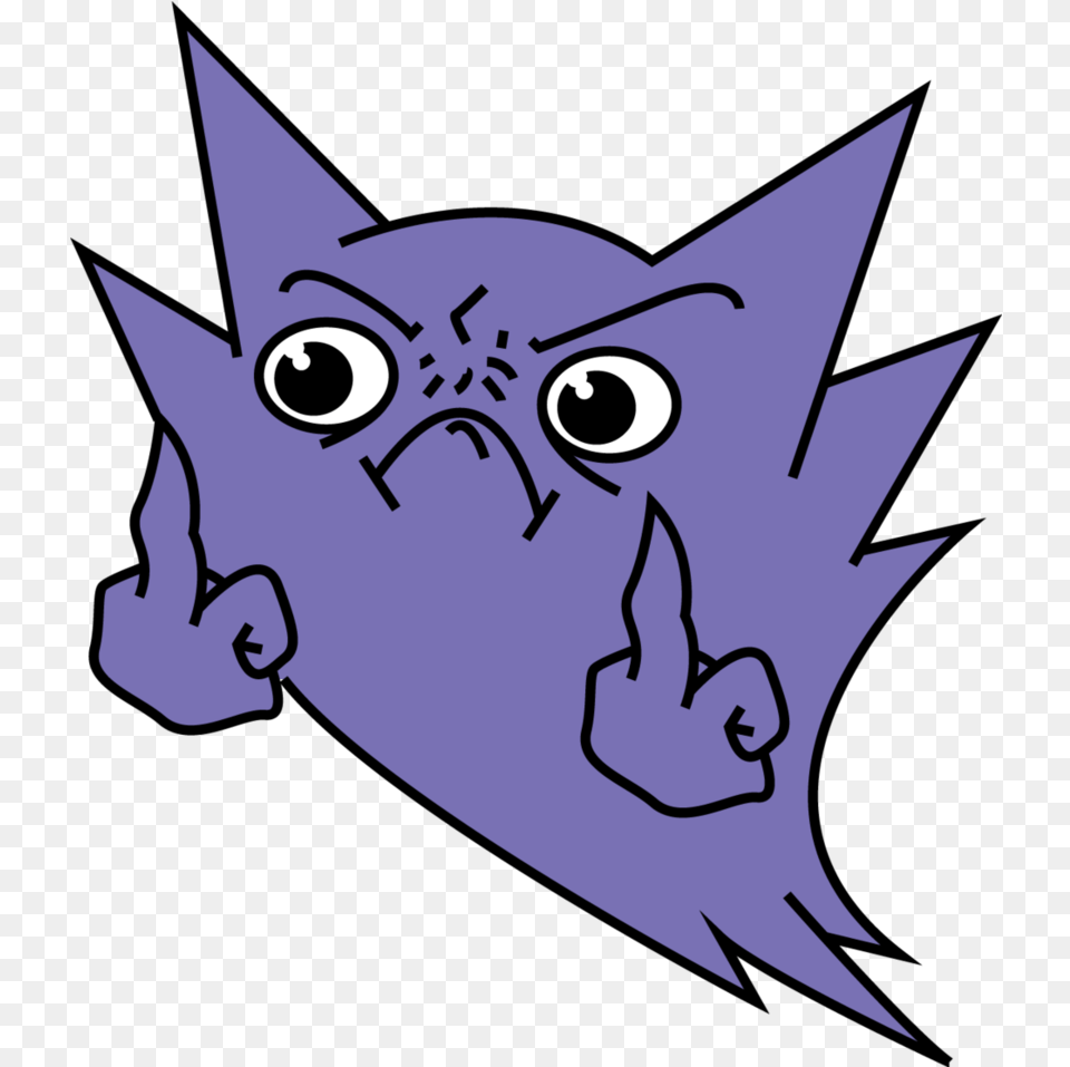 Download Gengar Vector Pokemon Ghost Haunter Middle Finger, Art, Baby, Person, Face Png Image