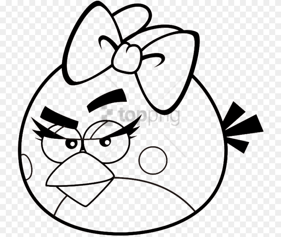 Download Girl Angry Birds Coloring Pages Angry Birds Clipart Black And White, Clothing, Hat, Ammunition, Grenade Png