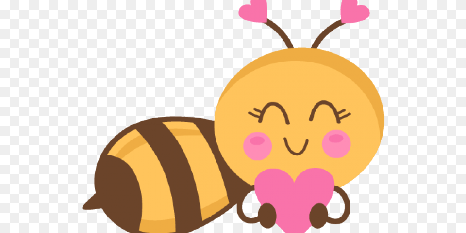 Download Girl Bee Clipart Bumble Bee Cartoon With Hearts, Food, Produce Png