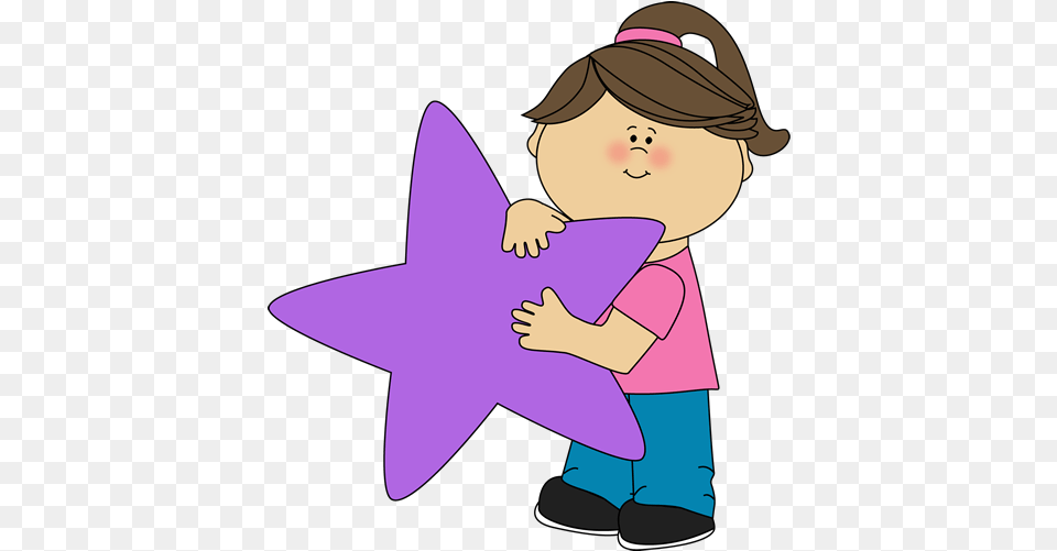 Download Girl Holding A Purple Star Clip Art Partner Girl Holding Star Clipart, Baby, Person, Star Symbol, Symbol Png Image