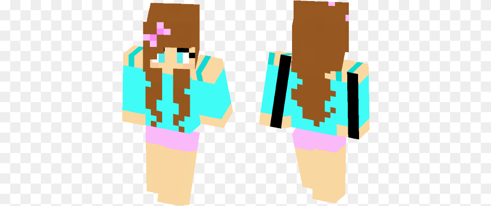 Download Girl In Blue With Bow Minecraft Skin For Minecraft Skin With Wavy Hair, Person Free Png