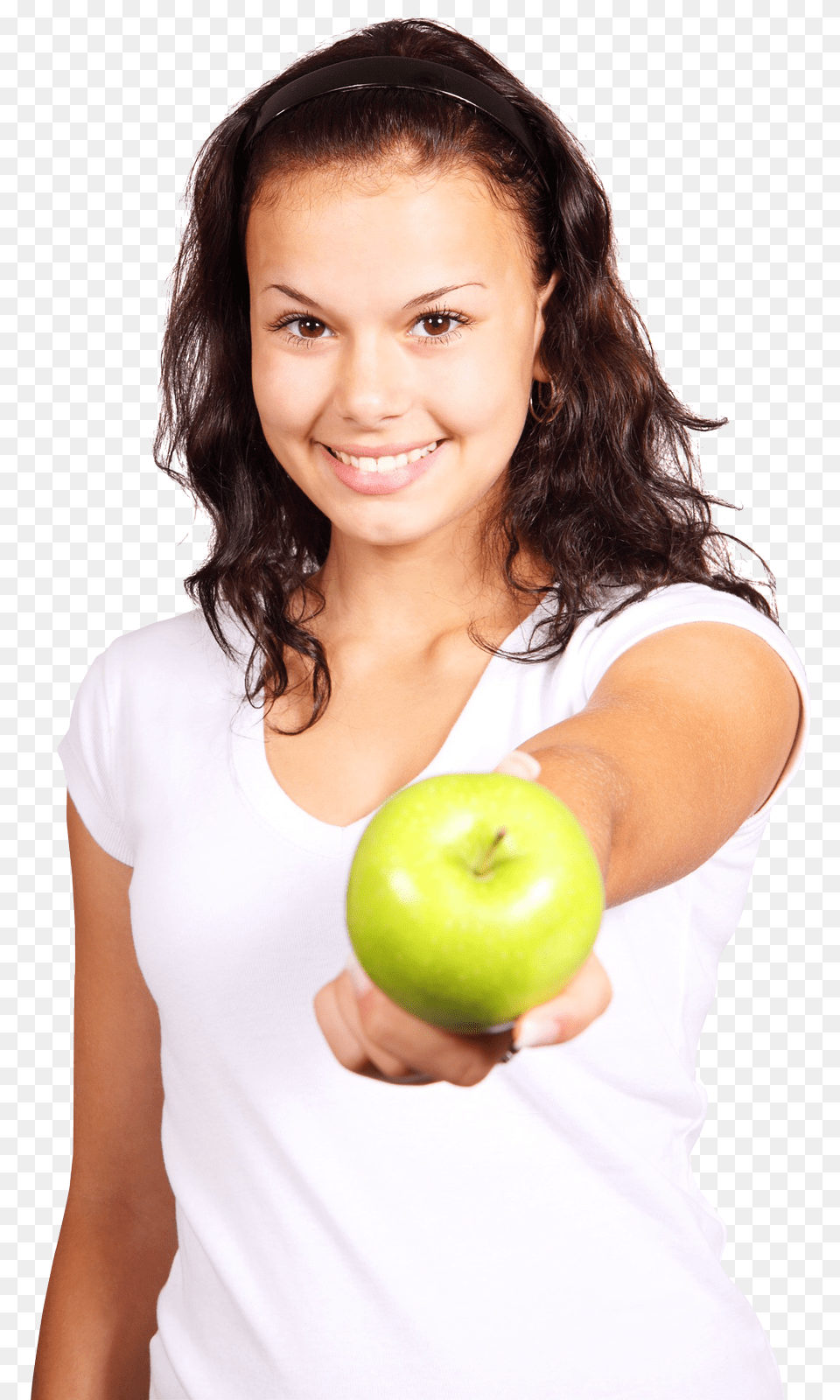 Girl With Green Apple Image For Girl Holding Apple, Adult, Produce, Plant, Person Free Png Download