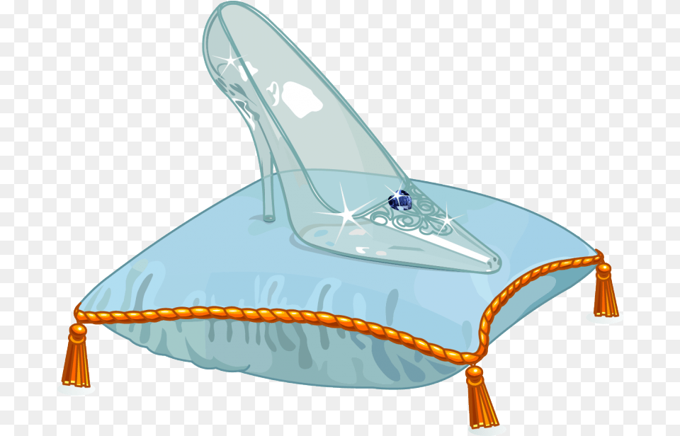 Download Glass Slipper Clip Art Clipart Slipper Clip Cinderella Shoe On Pillow, Vehicle, Boat, Furniture, Transportation Free Png