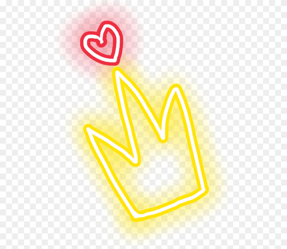 Download Glow Sticker Heart Crown Glow Crown Hd, Light, Text Png Image