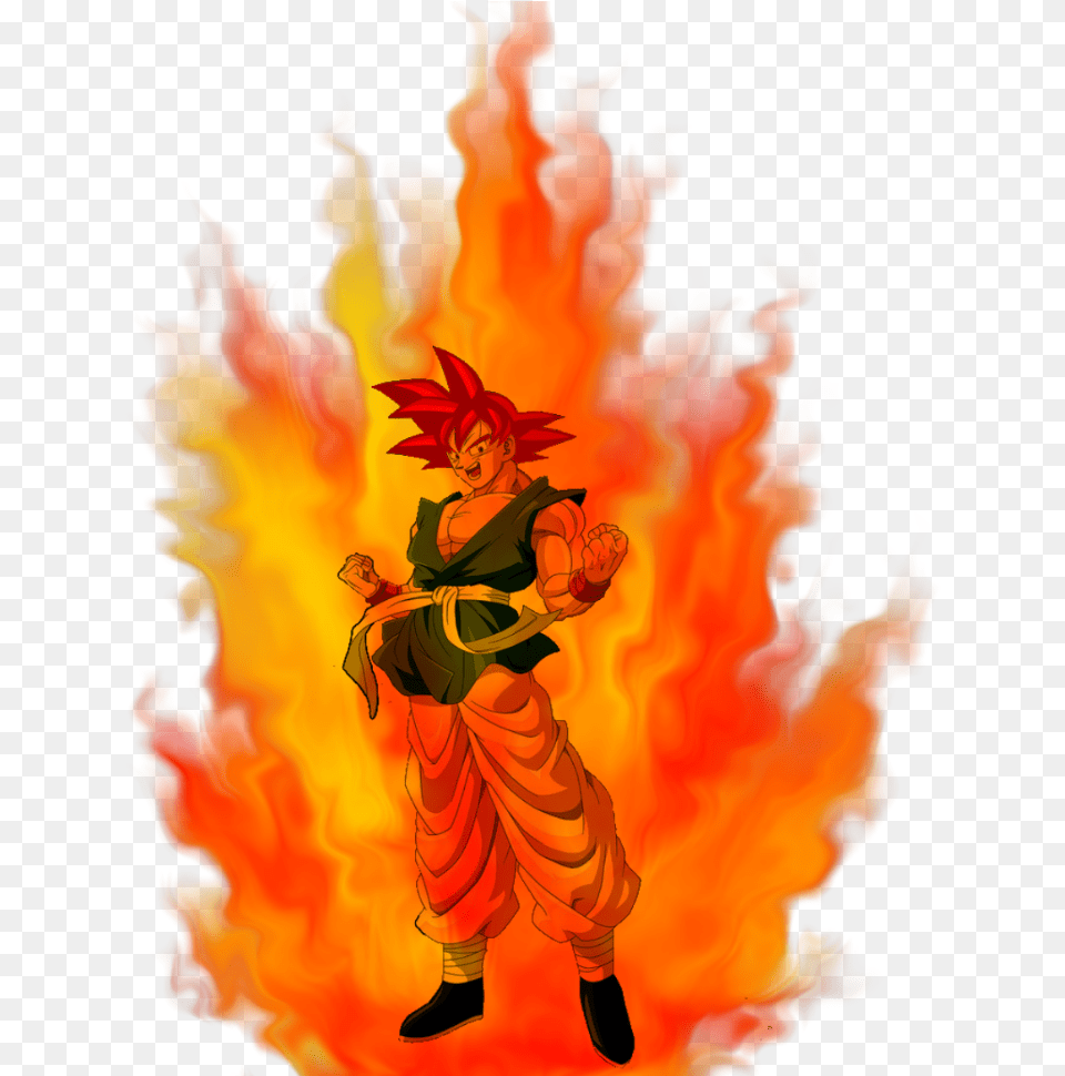 Download Goku God Aura Dragon Ball Gt Normal Goku, Fire, Flame, Person, Face Png