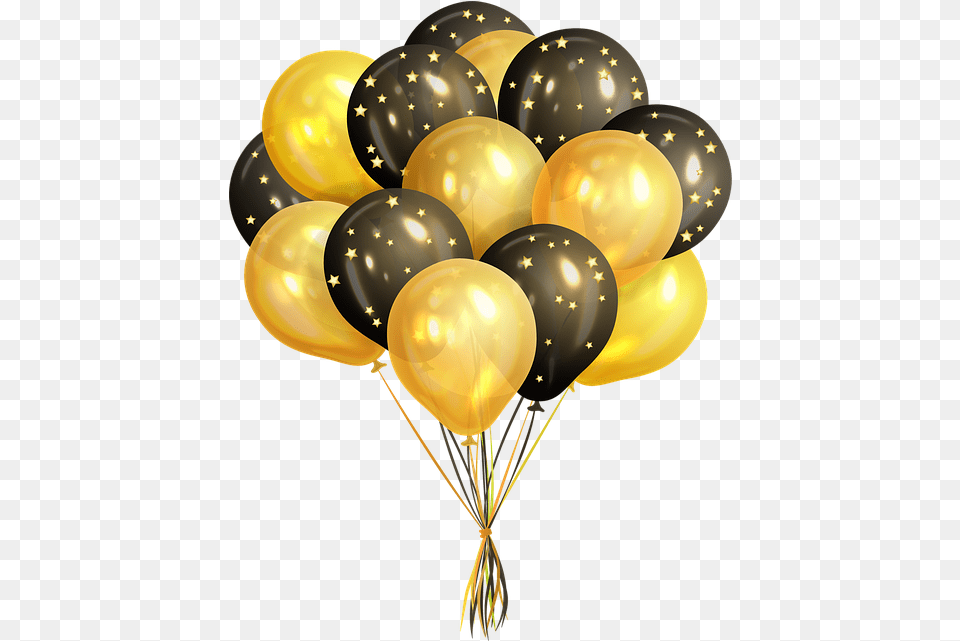Download Gold And Black Balloons Vector Transparent Background Gold Balloons, Balloon Png Image