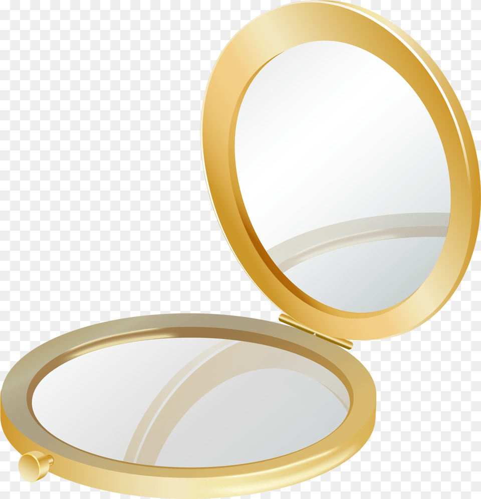 Download Gold Compact Mirror Clipart Picture Compact Compact Mirror Clipart, Head, Person, Face, Appliance Png Image