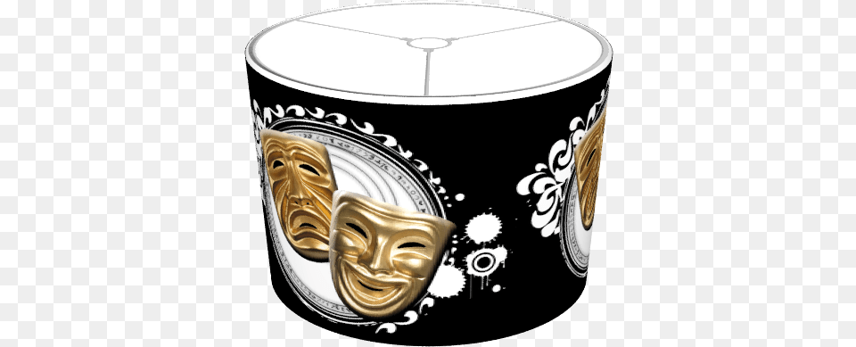 Download Gold Drama Masks Lampshade Comedy Mask, Emblem, Symbol, Person Png Image