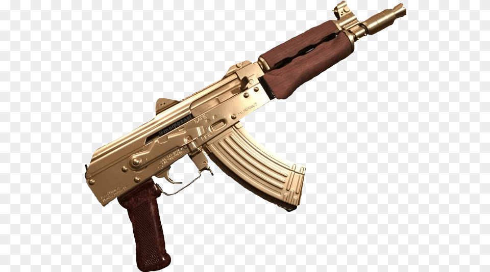 Download Gold Gun Guns Machine Ak47 Draco Pistola Memezasf Gold Draco, Firearm, Rifle, Weapon, Machine Gun Free Png