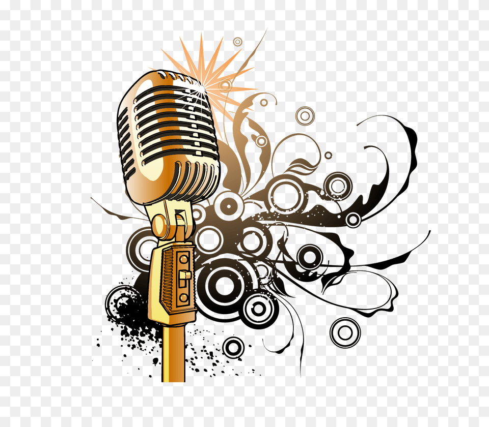 Download Gold Music Images Microphone Music Logo, Electrical Device, Art, Graphics, Person Png Image