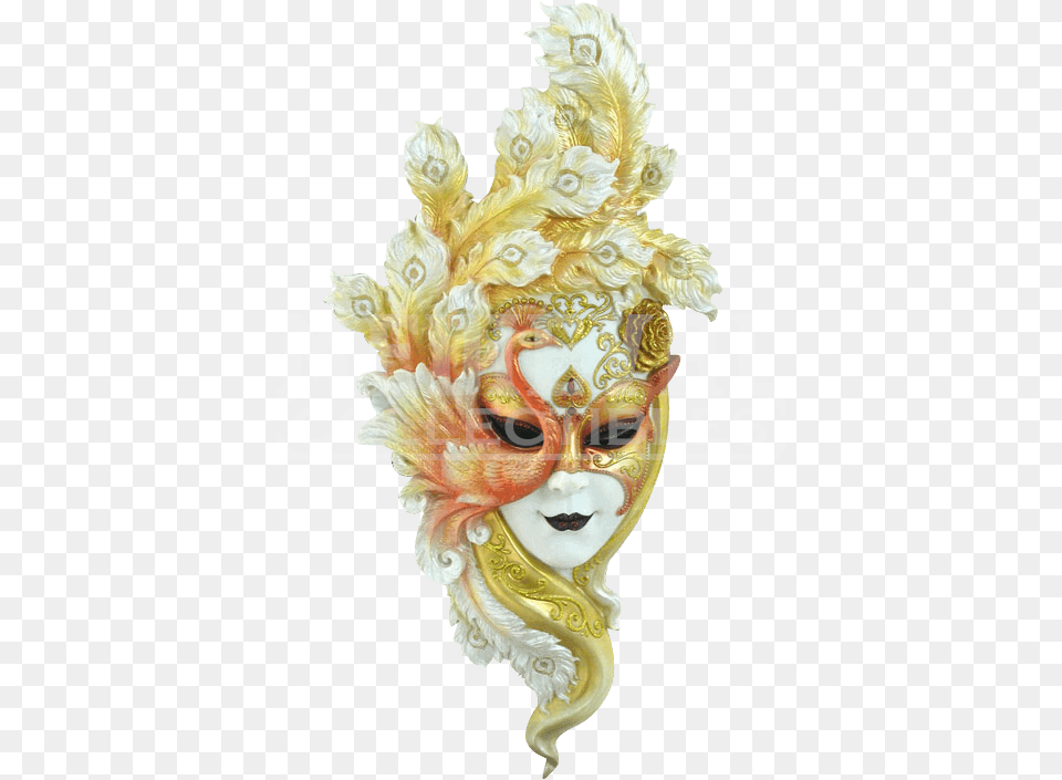 Download Gold Peacock Mask Wall Plaque Venice Mask Decoration, Carnival, Adult, Wedding, Person Free Transparent Png