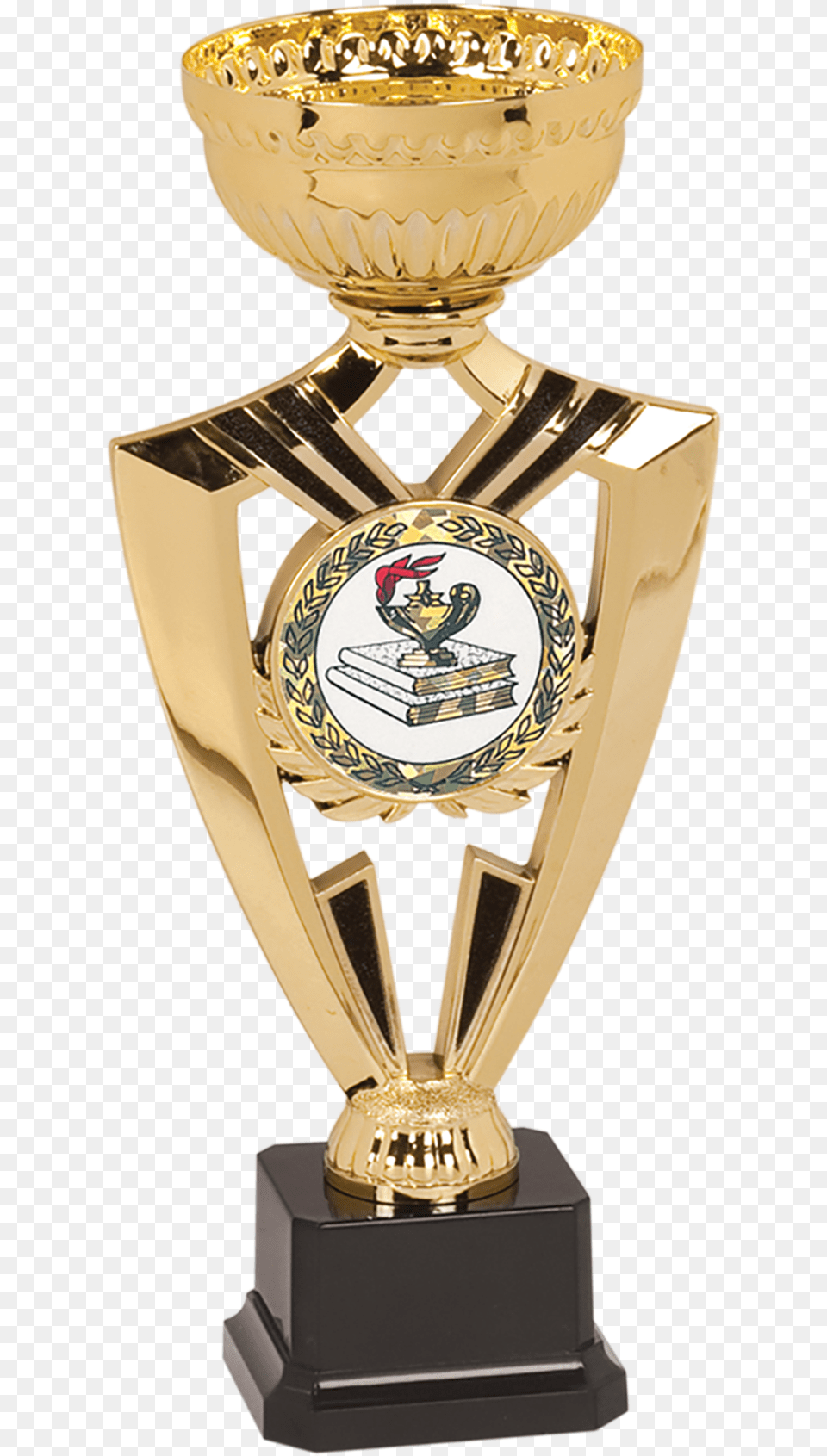 Gold Ribbon Cup Trophy Shield Cup Full Size Trophy Cup Shield Cup, Bottle, Cosmetics, Perfume Free Png Download