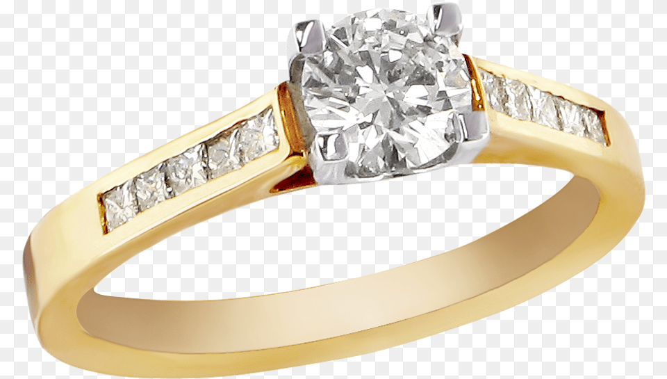 Gold Ring Diamond Image Gold Engagement Ring Transparent Background, Accessories, Gemstone, Jewelry Free Png Download