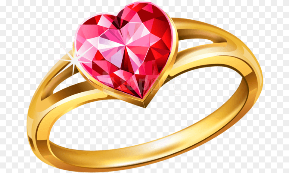 Download Gold Ring With Pink Diamond Heart Jewellery Ring, Accessories, Jewelry, Clothing, Hardhat Free Png