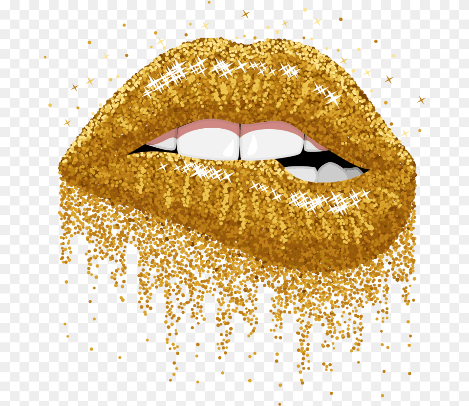 Download Gold Sticker Sparkling Lips Clip Art Transparent Transparent Background Lips, Body Part, Mouth, Person Png Image