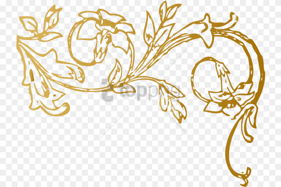 Download Gold Swirl Design Image With Pumpkin Vine Clipart Black And White, Art, Floral Design, Graphics, Pattern Free Png