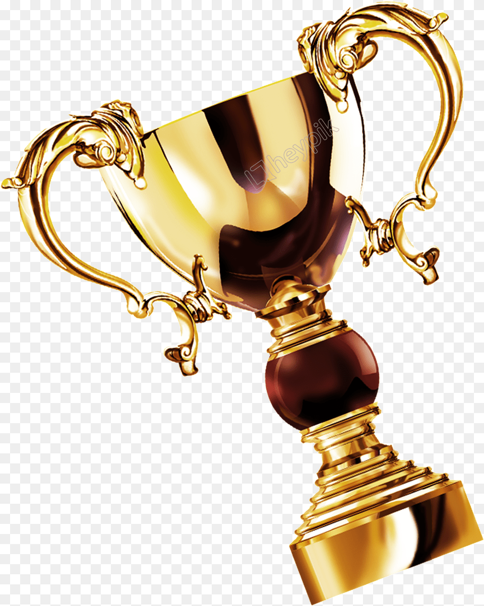 Download Gold Trophy Transparent Gold Trophy, Bottle, Cosmetics, Perfume, Smoke Pipe Free Png